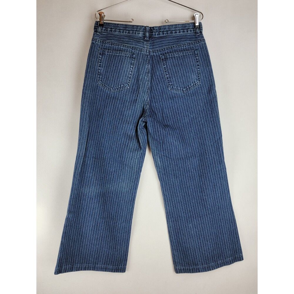 Lauren Jeans Co. Womens Size 10 Blue Striped Wide Legged Jeans Y2K - Picture 6 of 9